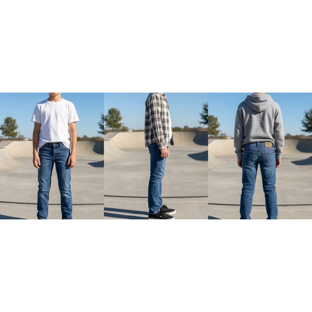 Wrangler Classic‎ Straight Jeans Boys 10 Slim Blue Denim Stretch Five-Pocket